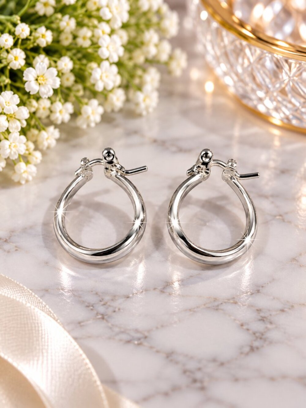 Silver Hoop Earrings Nickel Free Hypoallergenic Sensitive Ears - Fashion Jewelry